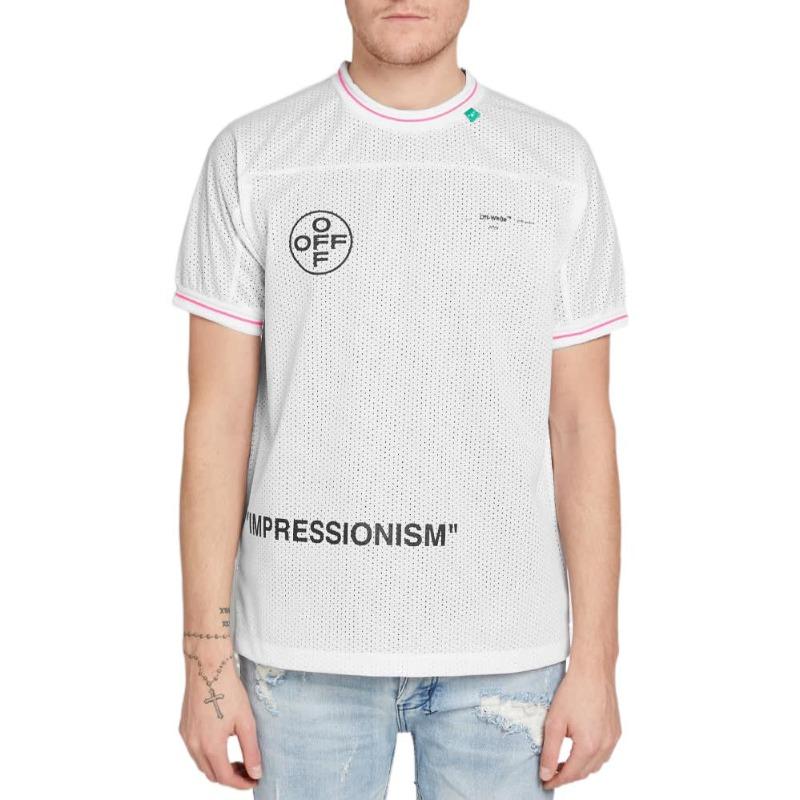 Off-White Print Crew Neck Short Sleeve T Shirt Men White OMAA022R191010150228