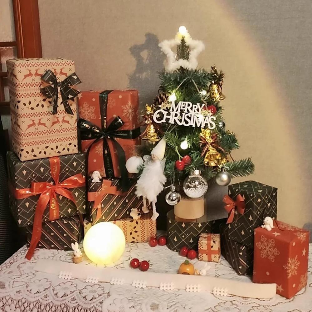 Christmas Tree Christmas Decorations Indoor Arbol De Navidad Con Luces Small Christmas Tree with Lights Warm Wooden Base for Christmas Decor Home