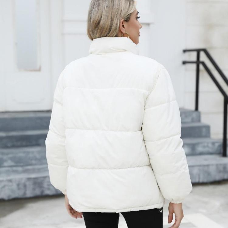 Women Winter Warm Down Jacket Casual Fashion Stand Collar Zipper Up Soft Comfortable Thicken Loose Short Puffer Coat Female Outwear