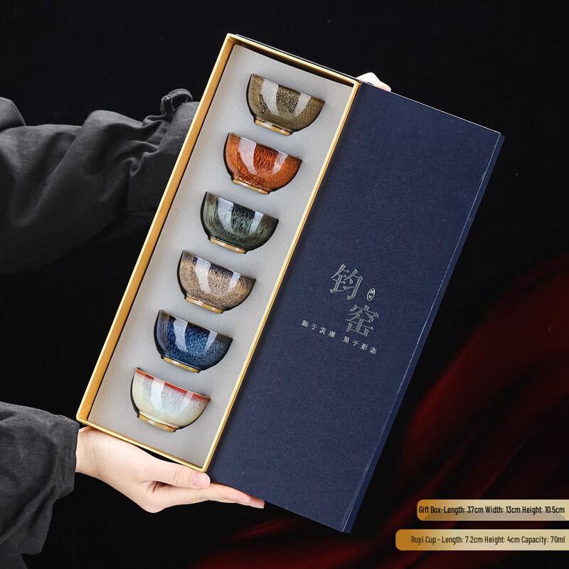 Jun Kiln Jianzhan Master Teacup with Gold Inlay