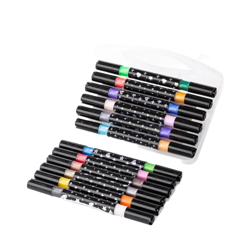 Dual-Ended Luminous Glitter Marker Pen with Soft Head and Thickened Fluorescent Ink