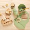 Wooden Teether Baby Gift Newborn Luxury 8 Piece Set Baby Tableware Baby Toy Wooden Educational Toy Baby Present Storage Box Included