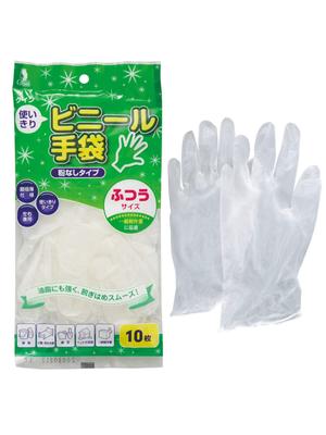 Utsunomiya Production Vinyl Normal 10 Disposable Quinn Gloves, Size, Translucent, Pieces, Powder-free, Gloves, PVC0604PF-TP