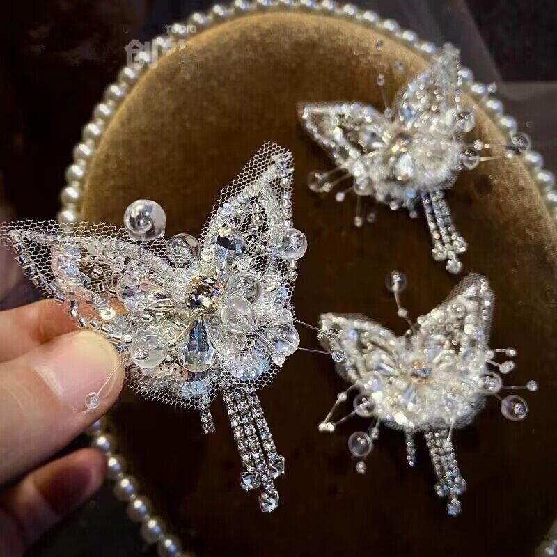 Xianmei Кружевная Заколка-Бабочка Детский Ханьфу Головной Убор Блестящая Принцесса Невеста Антикварная Заколка Фото День Рождения Выступление