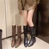 2025 Autumn New Retro Style Thick Heel Knight Boots Women Pointed Pleated Pile Boots Tall Boots British Western Boots Women
