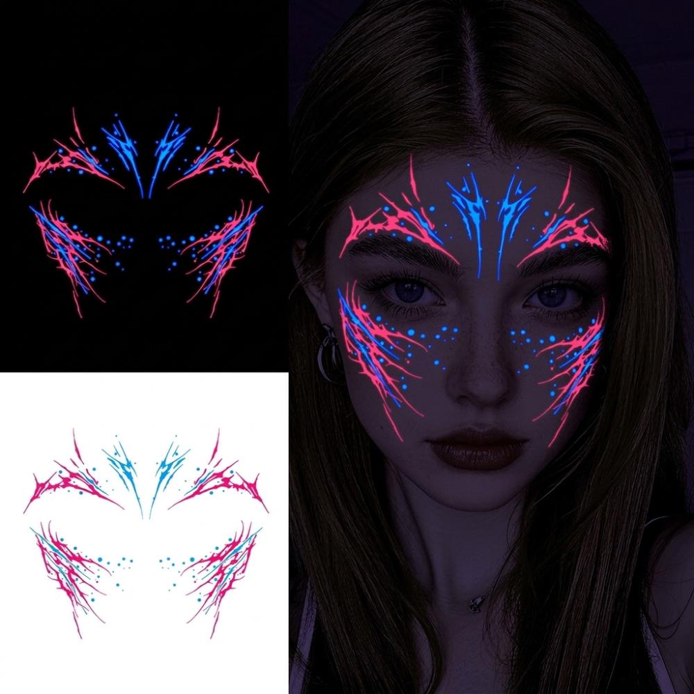Waterproof Halloween Luminous Face Tattoo Stickers Party Cosplay Temporary Tattoos Men Women