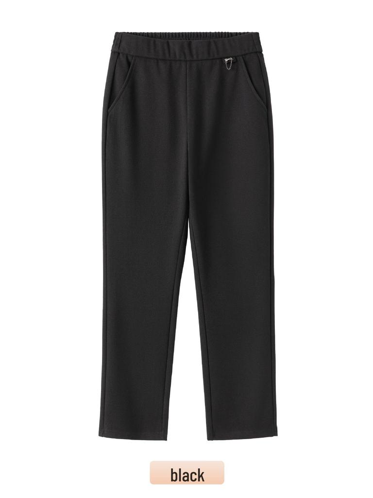 Plus Size Fleece-Lined Black High Waist Pants for Women - Stretchy, Casual, Perfect for Autumn and Winter. Ideal for Middle-Aged and Elderly Ladies.