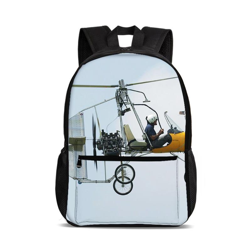 Helicopter Large Capacity Lightweight Backpack Computer Bag New Mechanical Printing Best Gift for Boys and Girls In School
