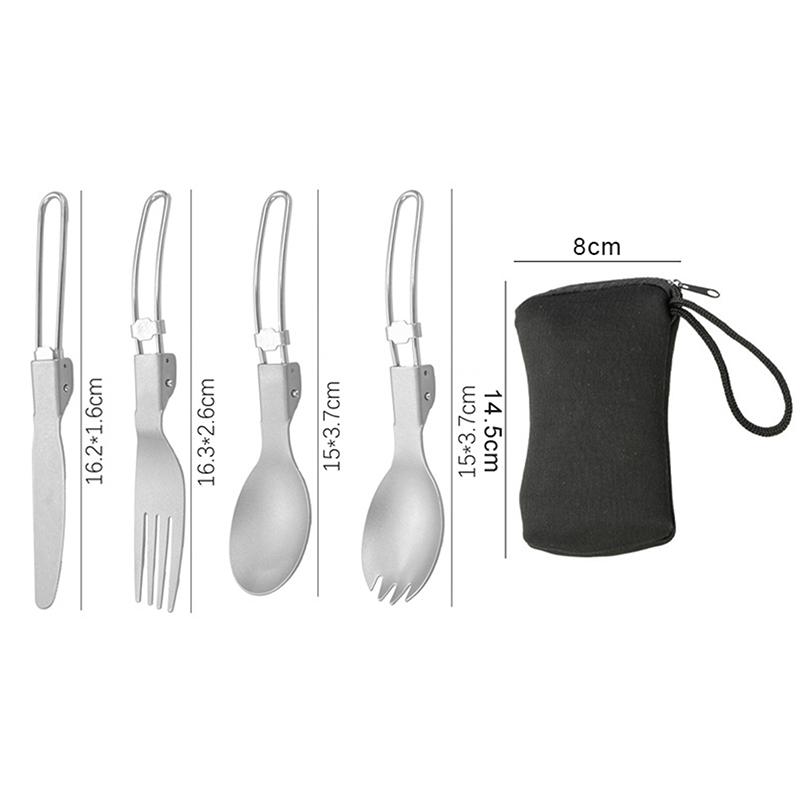 Titanium Camping Cutlery 1/2/3/4PCS Foldable Ultralight Spork Spoon for Travel Hiking Picnic