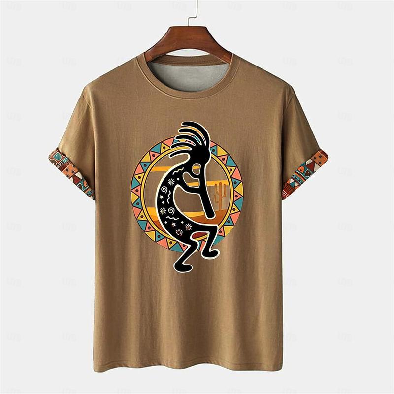 Retro Ethnic Style T Shirts For Men Summer Casual Short Sleeve 3D Printed Crew Neck T-shirts Loose Streetwear Harajuku Tees Tops