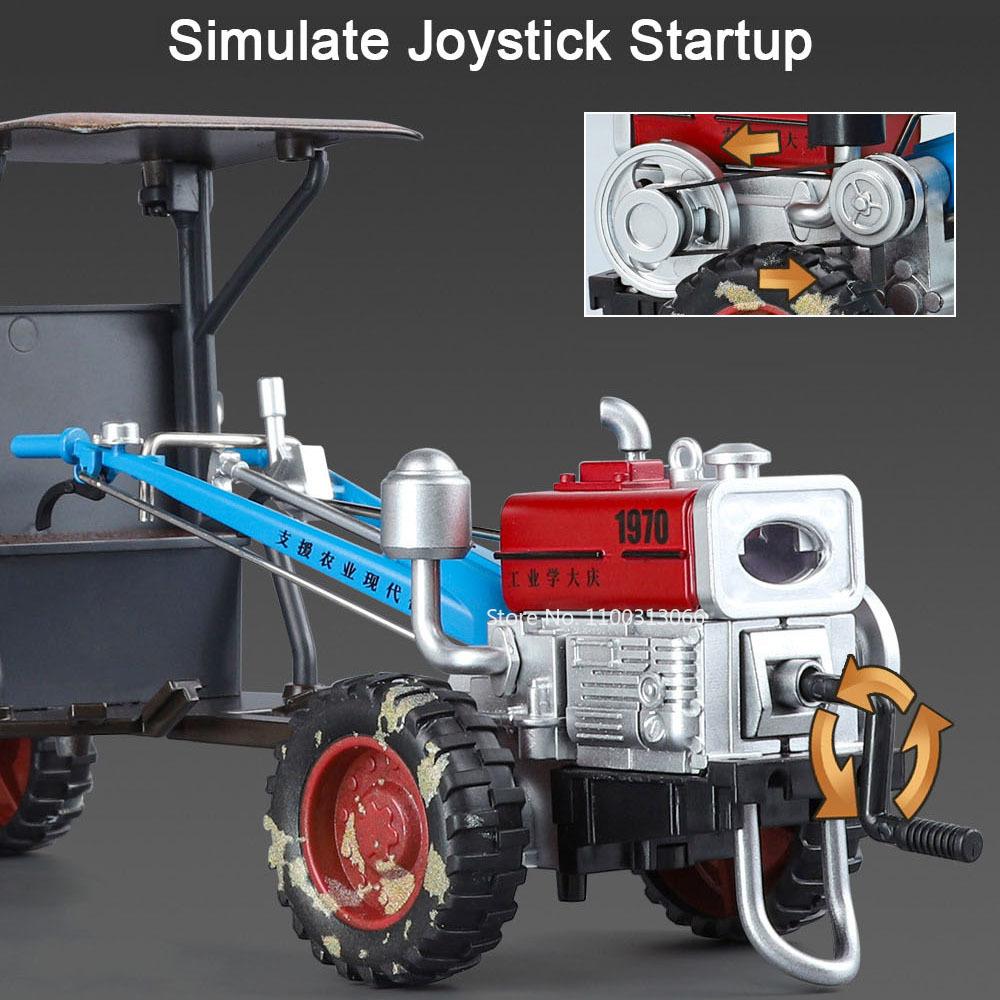 1:24 Alloy Agricultural Walking Tractors Model Cars Toy with Light Music Rear Bucket Raised Lowered Miniature Vehicle Boys Gifts