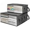3 Pcs Foldable Quilt Storage Bag Dustproof Moisture-proof with Transparent Window Zipper Closure Large Capacity Wardrobe Blanket Towel Pillow