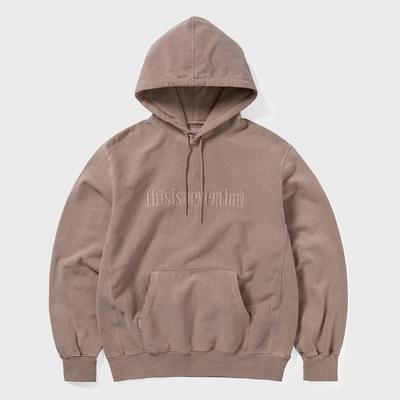 ThIs Is Never That Overdyed Embroidery Hoodie Dusty Pink