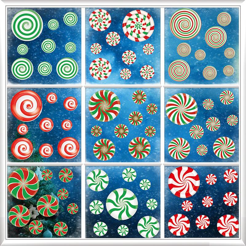 9 Sheets Christmas Colorful Window Glass Stickers Decorations Candy New