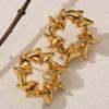 LNCHRAN Gold Tone Geometric Wreath Earrings - Women's Stainless Steel Twisted Pleat Design