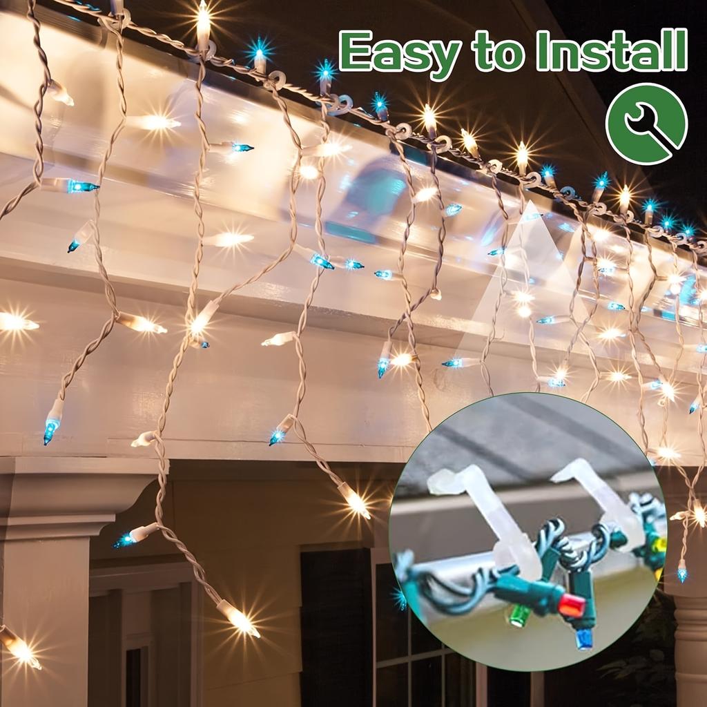 50pcs Gutter Hooks for Christmas Lights, Outdoor Rope Light Clips for Roof Garden Decor, Light Chain Brackets