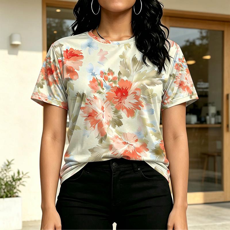 Women's Short Sleeve T-Shirt Soft Fabric,Fresh Minimalist Design for Street Casual,Daily Commute & Campus