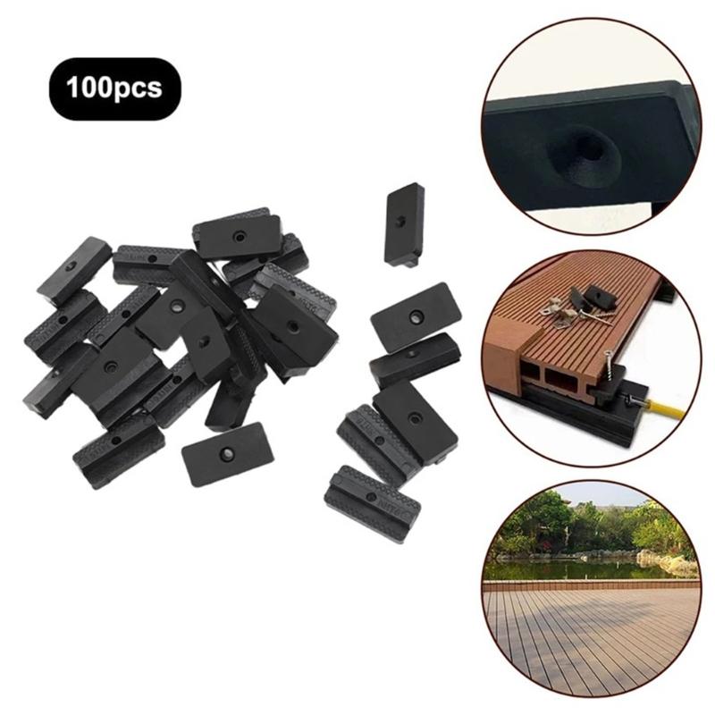 Pack of 100 Plastic Deck Fasteners Strong Composite Flooring Clips Simple Installation for Outdoor Decking Installation