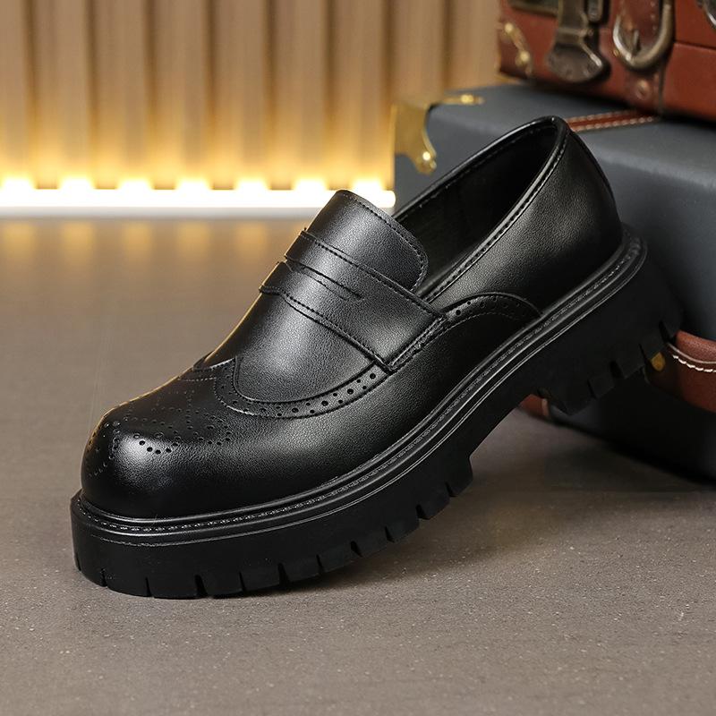 Men's Loafers 46 Large Size New Block Leather Shoes Fashion Men's Foot Casual Leather Shoes Business Shoes