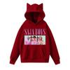 Damemote Casual Langermet trykt Rundhals hettegenser Pullover Topp med lommer