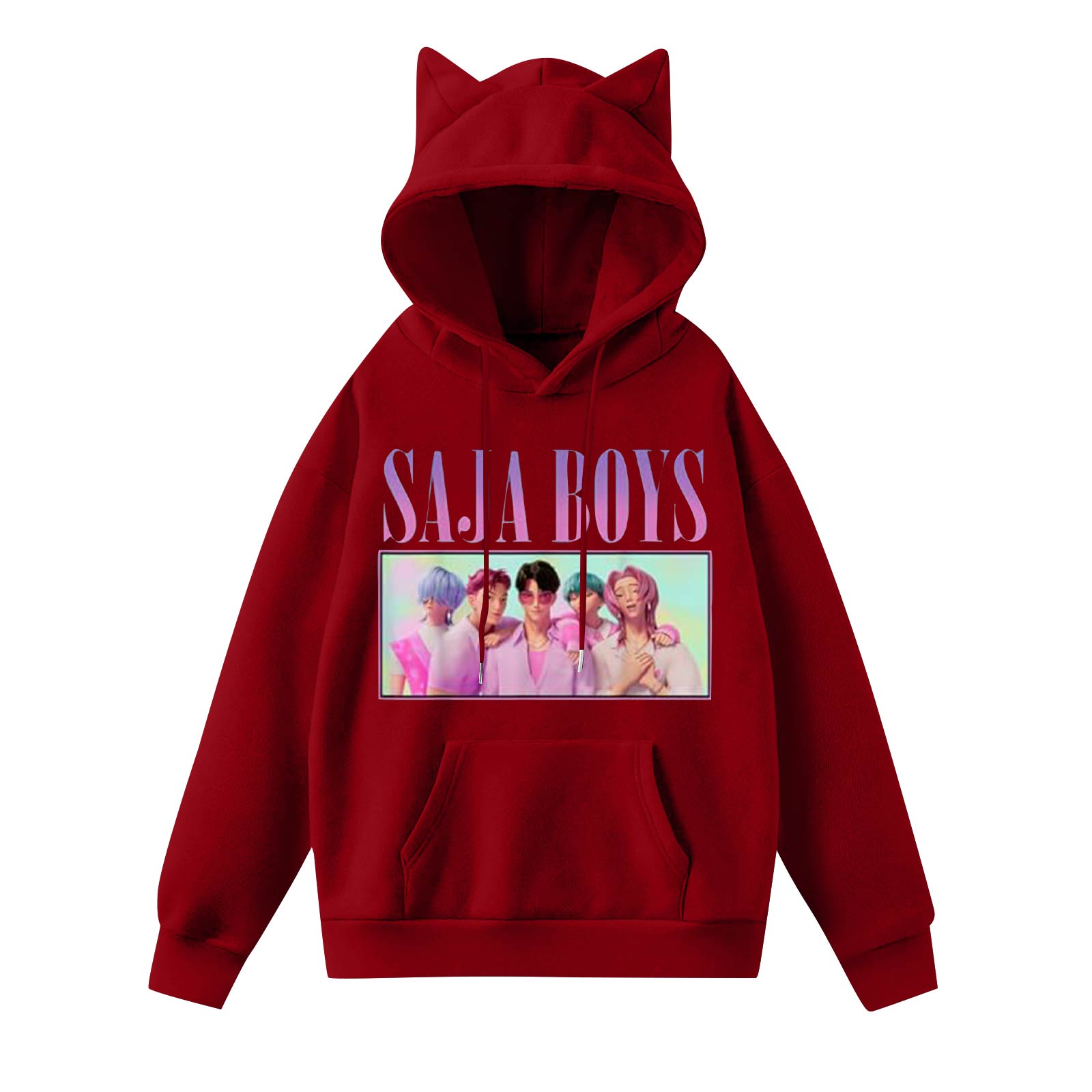 

Женская мода повседневная толстовка с капюшоном с длинным рукавом и круглым вырезом с карманами M красный