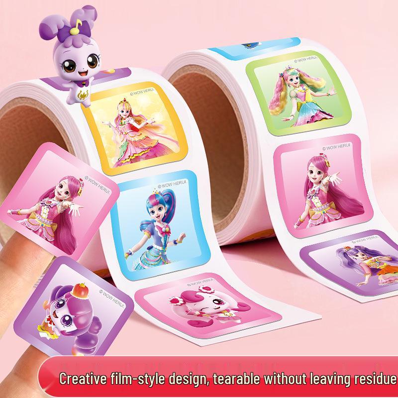 Wonderful Heart Girl Cartoon Stickers for Kids - Kindergarten Rewards & Art