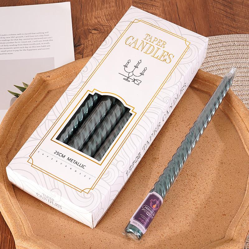 Candlestick Long Candle Romantic Spiral Birthday Western Food Candlelight Dinner Thread Home Wedding Gold Silver Red European Candle