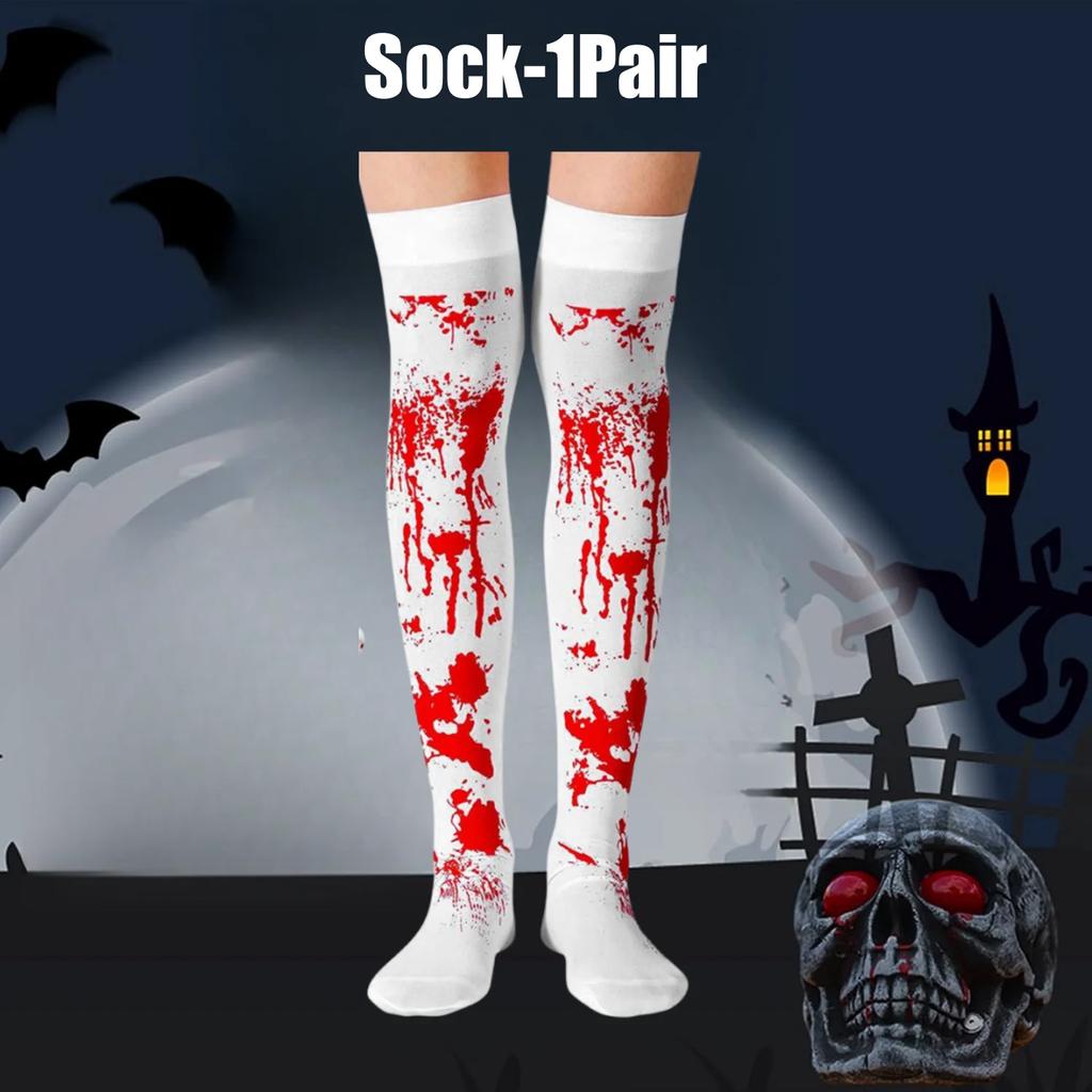 10Pairs Halloween Gloves Horror Ambiance Decoration Bloodstained Gloves Bloody Socks Halloween Party Horror Bloodprint Props