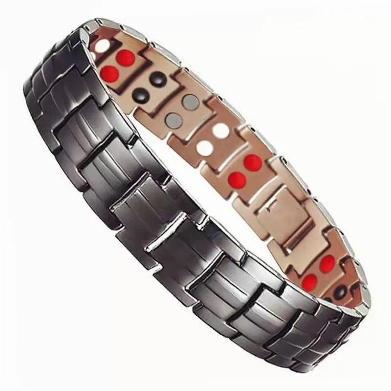 Antique Copper Magnetic Bracelet: Retro Fashion Three-Row Adjustable Couple Bangle