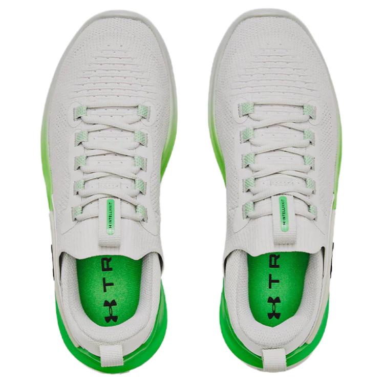 Under Armour Cushioning Slip Resistant Abrasion Resistant Low Top Training Shoes Men's White Green 3026106-300
