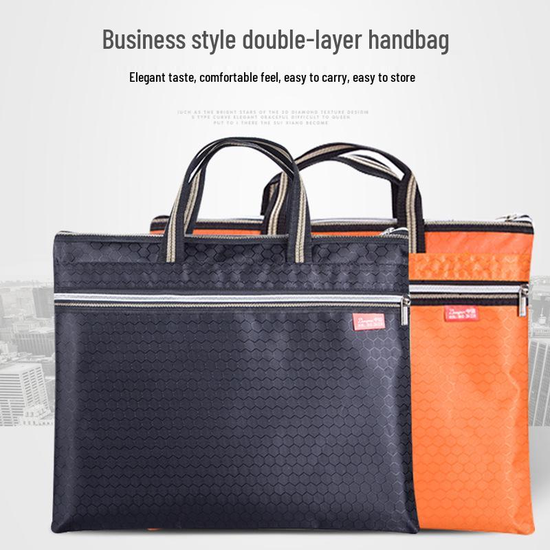 

Ручной Портативный Двухслойный Портфель из Ткани Оксфорд и Сумка для Хранения для Колледжа 36x30 cm чёрный