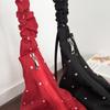 Summer New Polka Dot Pleated Tote Bag for Women Large Capacity Shoulder Handbag