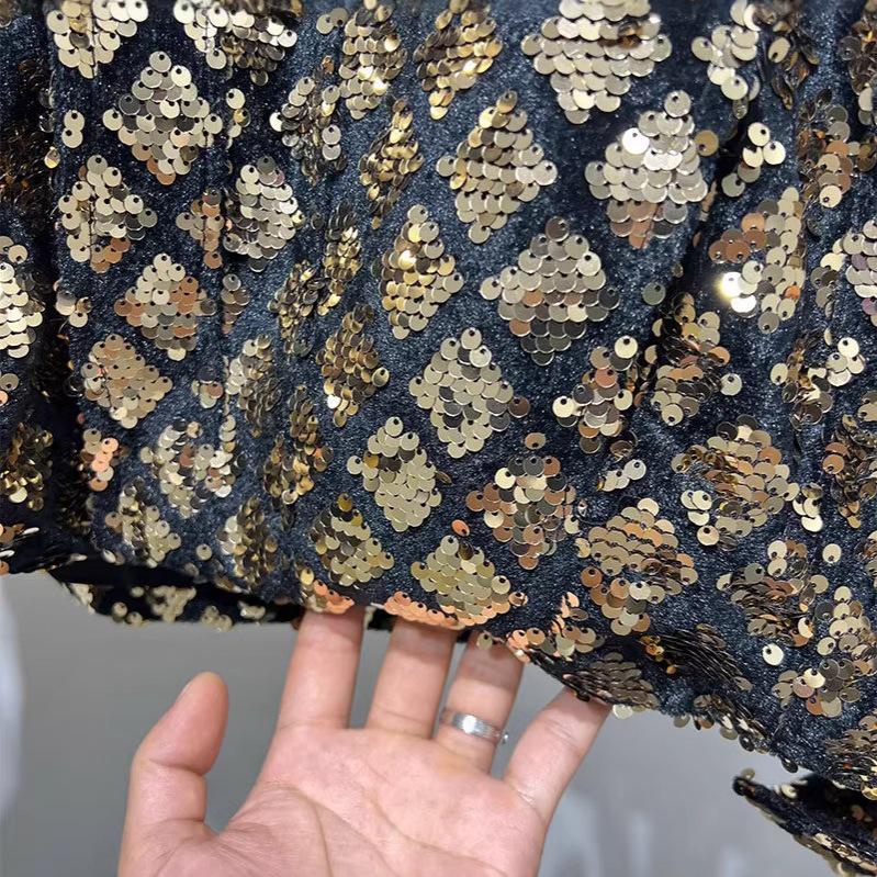 Velvet Sequined Embroidered Men's Jacket for Trendy Hairstylists