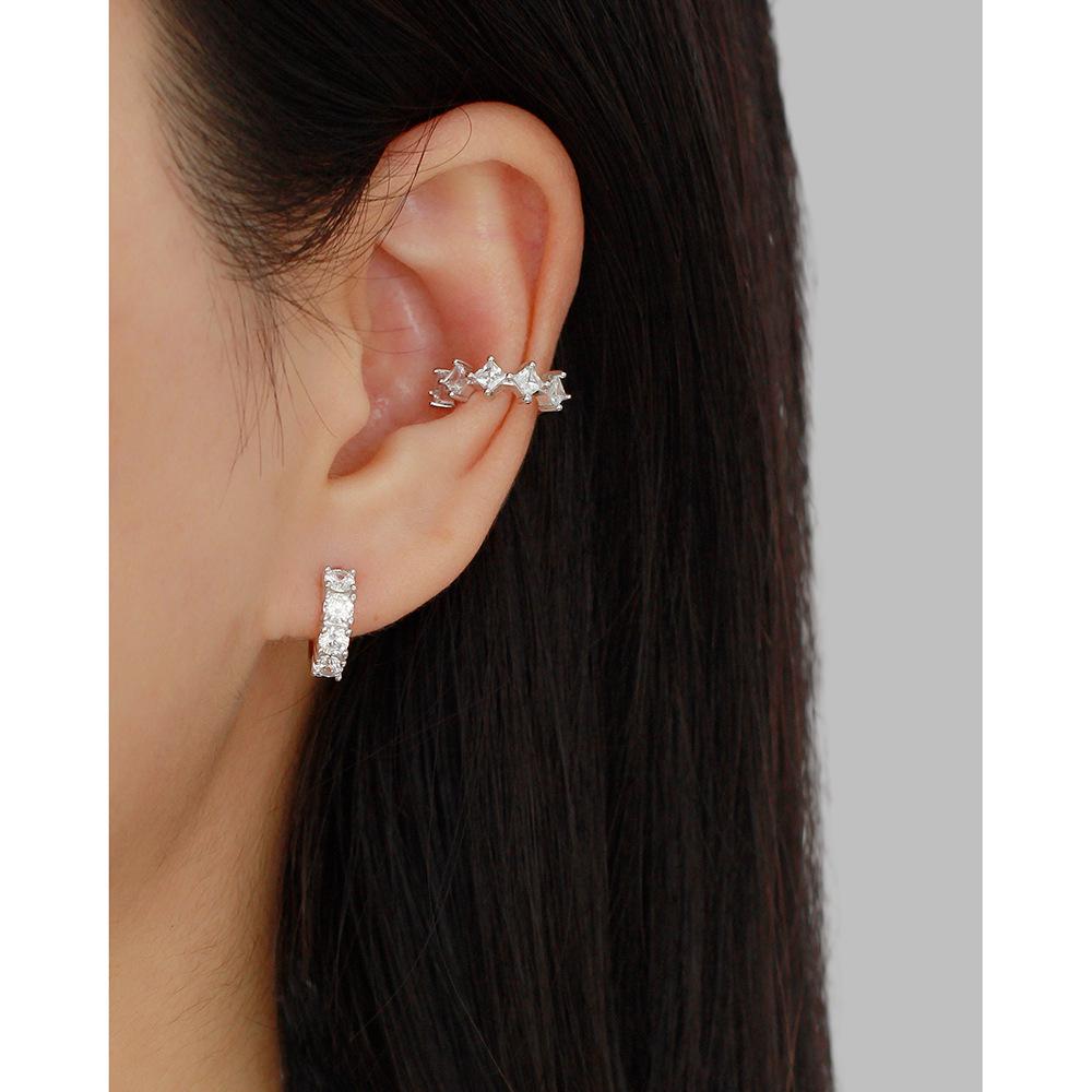 YHE0676 Luxury S925 Sterling Silver Zirconia Ear Cuff Earrings