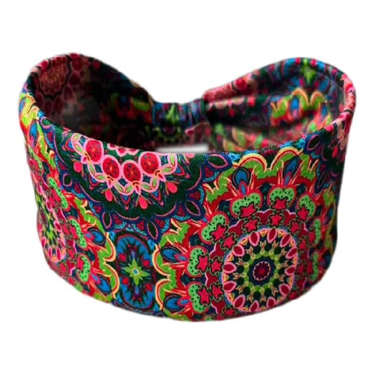 

Sport Sweatband NonSlip Quick Drying Yoga HeadWrap Bohemian Print Wide Hairband For Men And Women Fitness Gym Activity