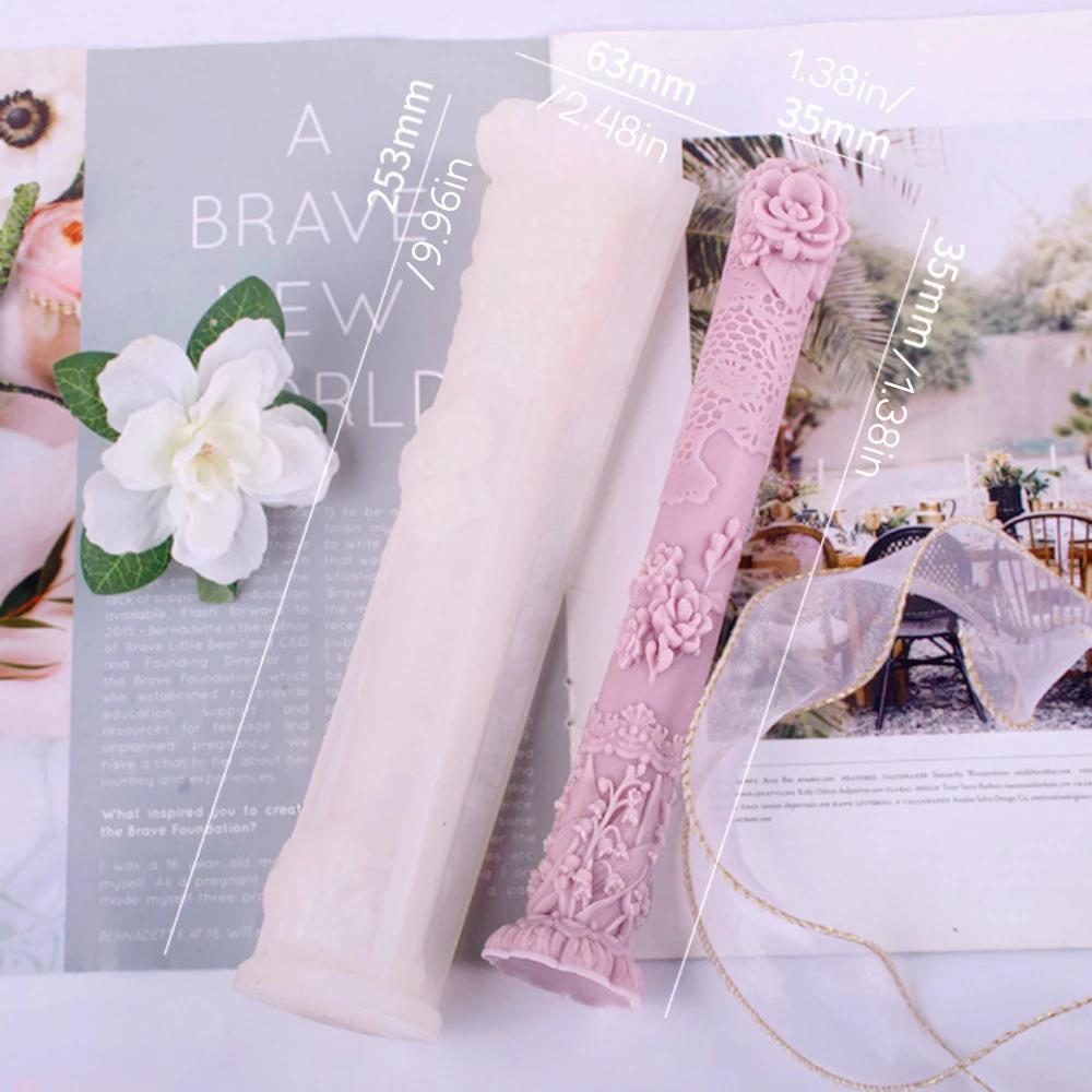 Рельефные силиконовые формы для свечей в виде цветка розы, лилии, длинные гипсовые формы, цилиндрические формы для растений, декор из смолы, пионы, инструменты для мыловарения