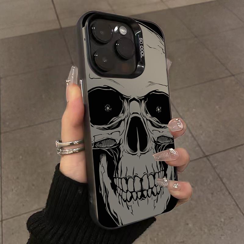 Four Spooky Skull Patterns Phone Case For iPhone 14 13 12 11 15 16 Pro XS Max 8 7 Plus X XR 12 Mini Plating Shockproof Cover