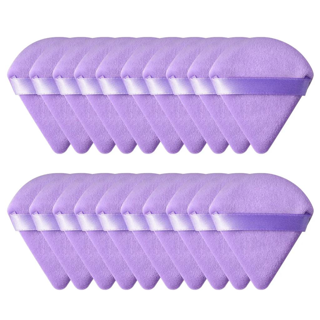 10/20Pcs Triangle Velvet Powder Puff Pizza Flours Mini Face Makeup Sponge Cosmetics Washable Lightweight Makeup Tool