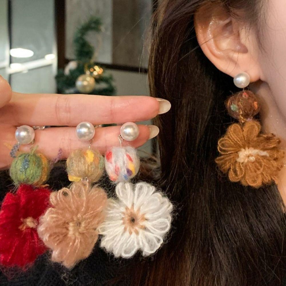 Cute Flower Crochet Earrings Temperament Bohemia Dangle Earrings Daisy Flower Earrings Daily