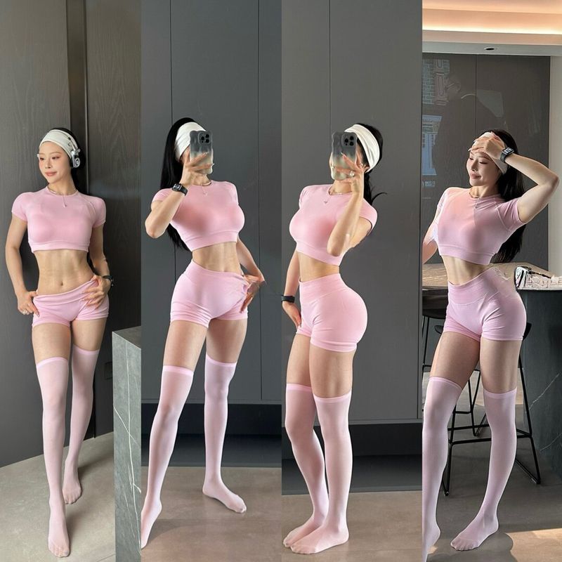 

Yoga Shorts High Waist Hip Lift Running Training Peach Light Pink L