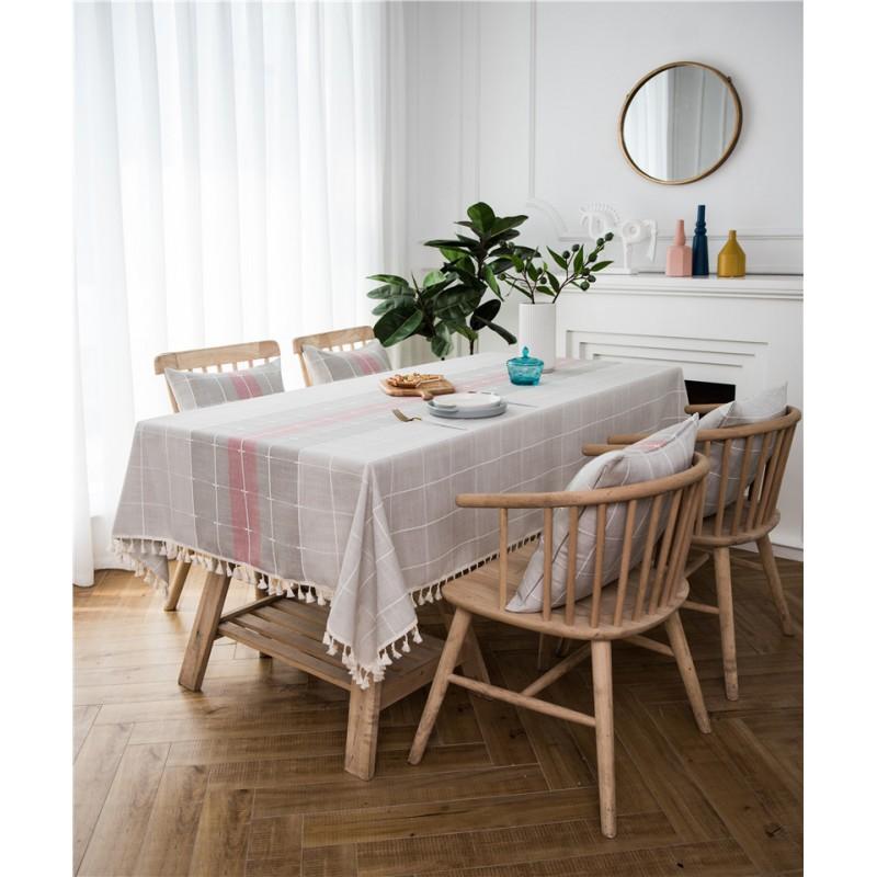 Nordic Waterproof Table Runner Cotton Linen Blend Tassel Tablecloth Geometric Rectangle Dining Coffee Decor