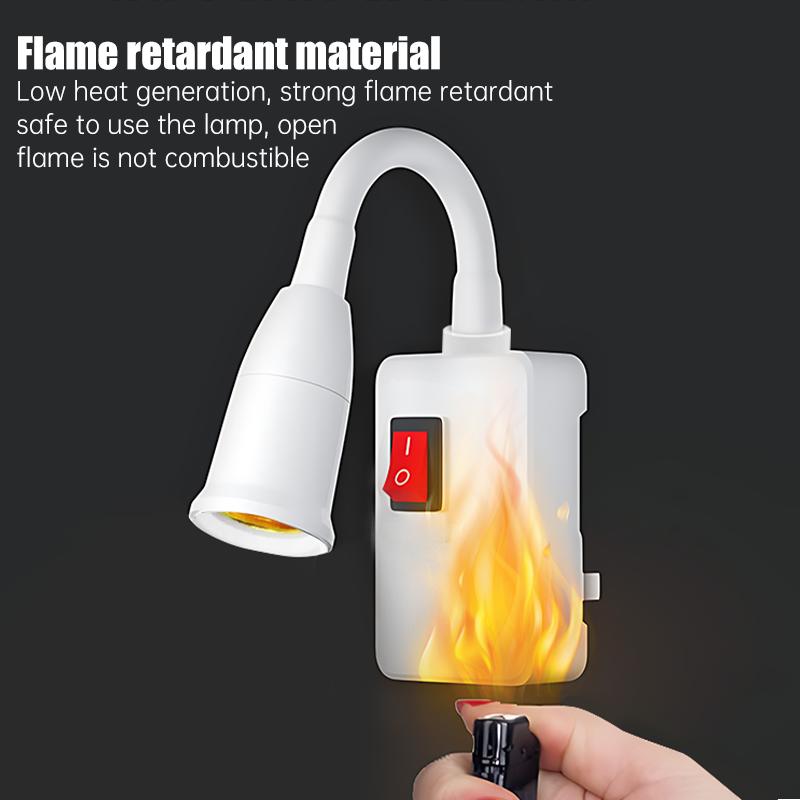 E27 Plug-in Lamp Holder with EU Plug Switch Flexible Swivel Head Rotary LED Bulb Socket Adapter for Wall Light Table Lamp Base