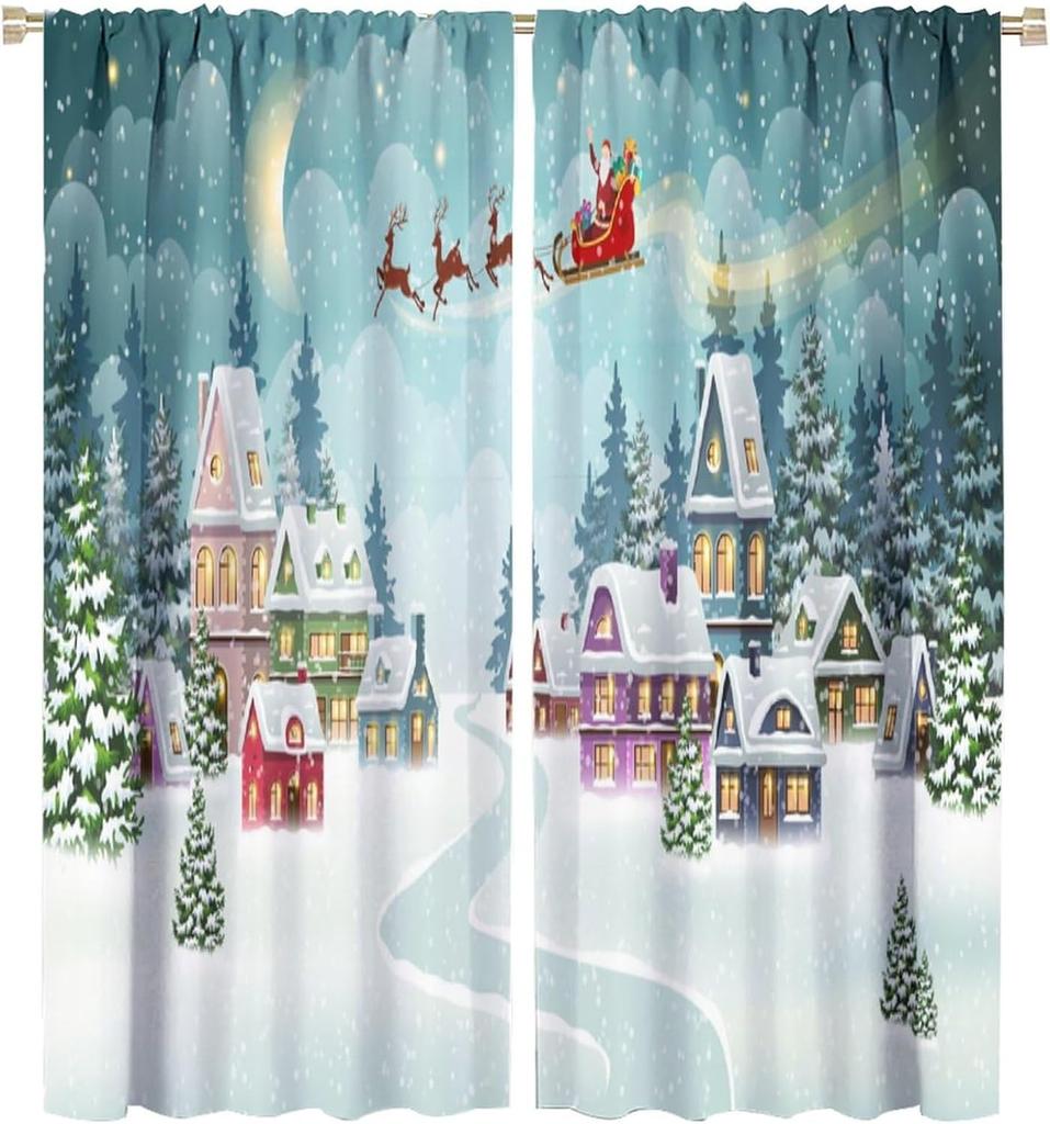 Kids Christmas Nutcracker Curtain Soldier Model Merry Xmas Window Treatments For Bedroom Living Room Snowflakes Winter Reddrapes