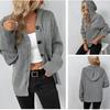 Damen Casual Einreihig Solide Pullover Strickjacke Herbst Winter Kapuzenjacke Mode Streetwear Lose Mäntel