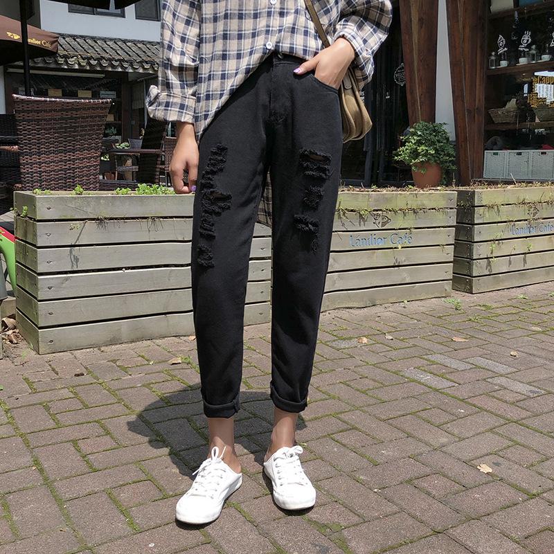 Women's Slimming Ripped Daddy Jeans - Spring/Autumn 2023 Loose Fit, Nine-Point Straight Harem Pants