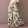 Floral Print Wide Leg Women Pants Spring Drawstring Bohemia Trousers Lady Casual Loose Elastic Waist Pantalonsw