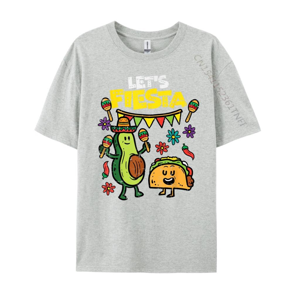 Lets Fiesta Taco Avocado Funny Cinco De Mayo Mexican Party Grey Shirt Graphic Tee Couples Casual Everyday Band Tshirts Creative