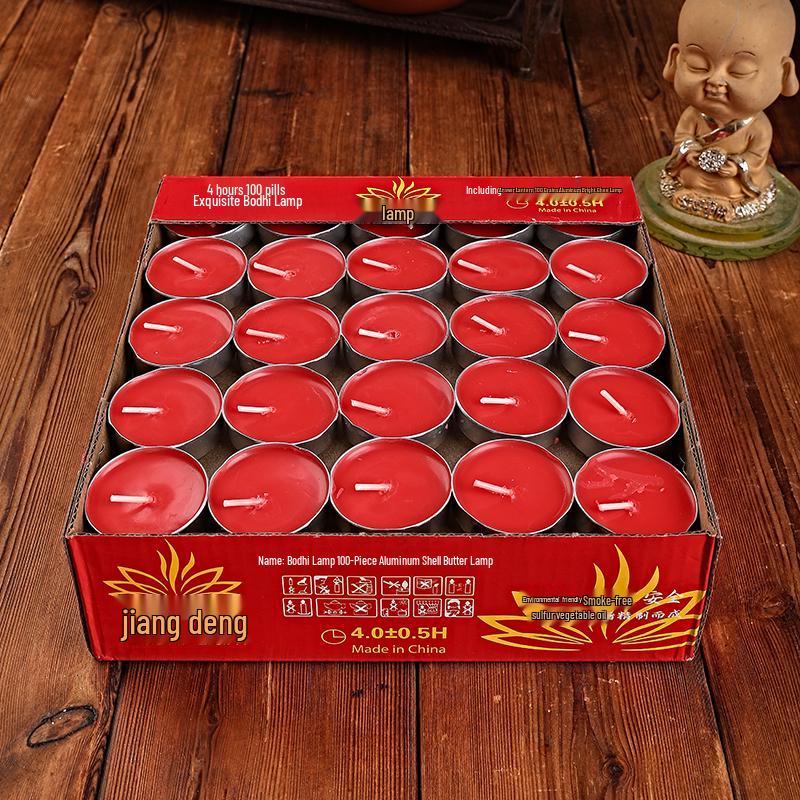 100 Smokeless Odorless Ghee Lamps for Buddha Worship: 1, 2, 4 Hour Burn Times