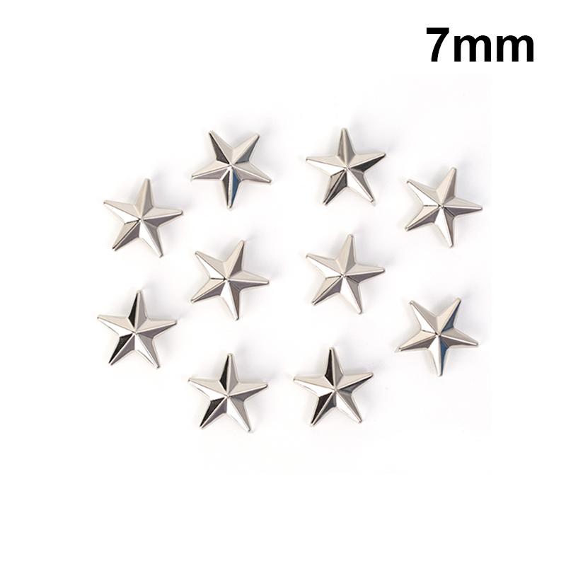 

10-100 шт. металлические заклепки в форме звезд, кожаные поделки, самодельные гвоздики, шипы, пятна, шляпки гвоздей, рок-панк, одежда, швейные украшения 20/15/10/7 мм 10PCS