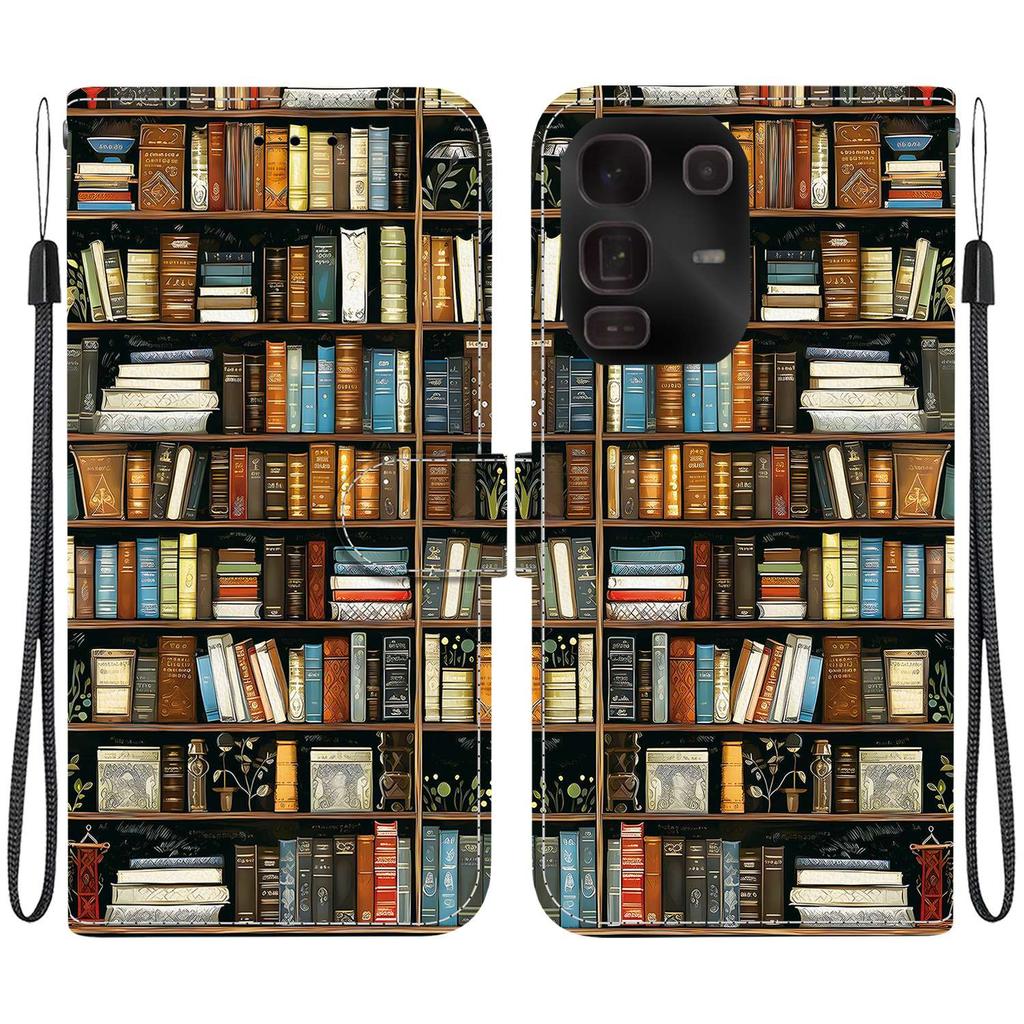 Handgefertigte PU-Leder-Flip-Hülle für Infinix Note 50 Pro+ (X6856) Rutschfeste Stoßfeste Hülle mit Handschlaufe & Herz/Rose Katze Designs